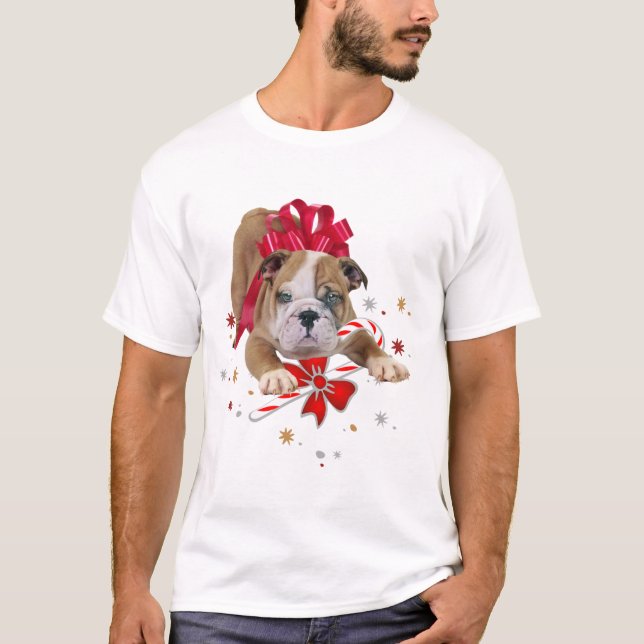 Camiseta Filhote de cachorro do buldogue com o bastão (Frente)