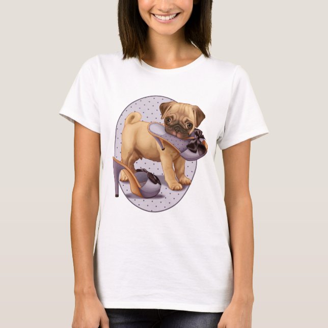 Camiseta Filhote de cachorro e calçados do Pug (Frente)