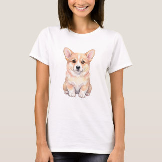 Camiseta Filhote de Corgi Galês Aquarela Fofa