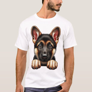 Camiseta Filhote de Pastor Alemão com Olhos Expressivos 