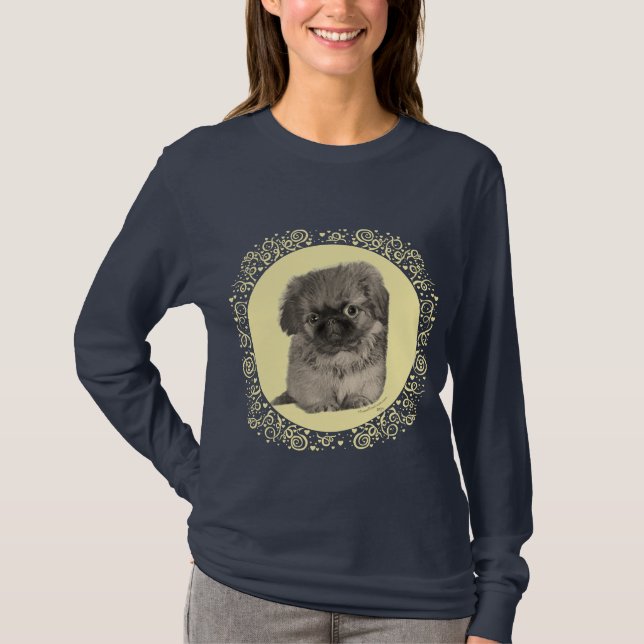 Camiseta Filhote de Pequinês Amarelo (Frente)