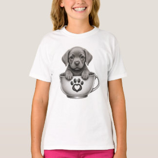 Camiseta Filhote de Retriever Labrador Prata de Xícara de C