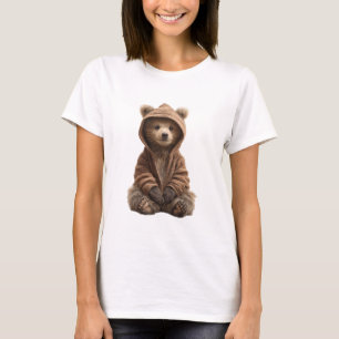 Camiseta Filhote de Urso Adorável em Capuz Marrom Fofo