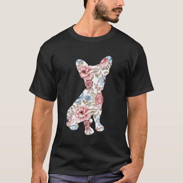 Camiseta Filhote-frita-branca-flor-silhueta-plural-cãozinho (Frente)