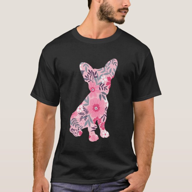 Camiseta Filhote-frita-branca-flor-silhueta-plural-cãozinho (Frente)