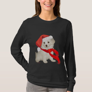 Camiseta Filhote Poodle / Bichon Misturado de Papai Noel