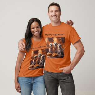 Camiseta Filhotes Brancos Assam Biscoitos de Halloween