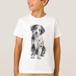 Camiseta Filhotes de Border Collie Blue Merle Crianças