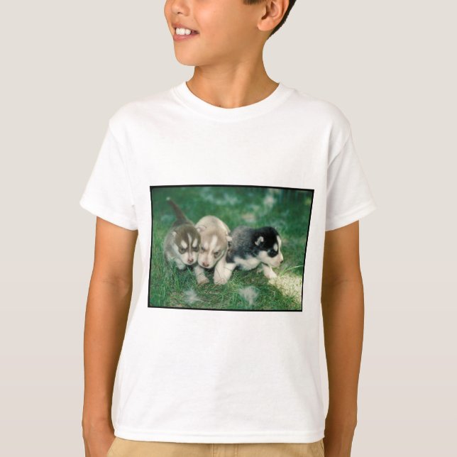 Camiseta Filhotes de cachorro do rouco Siberian (Frente)