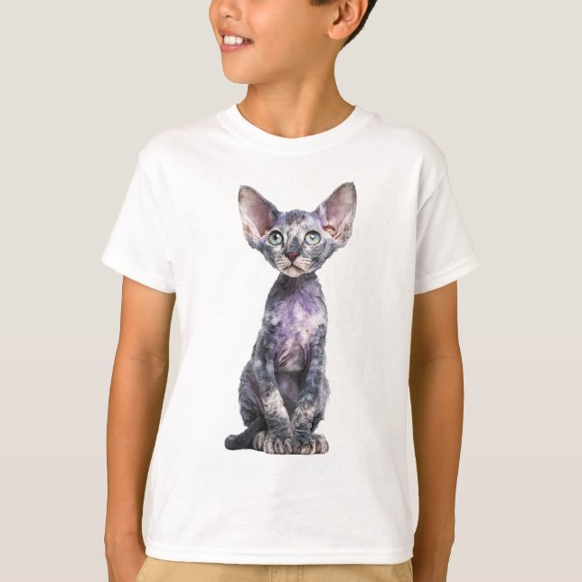 Camiseta Filhotes de Cornish Rex Roxo com Pelo Ondulado par (Frente)