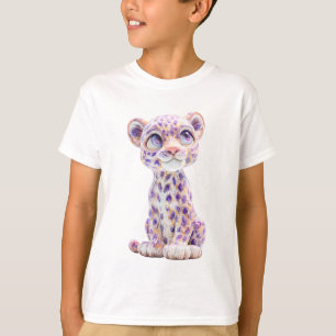 Camiseta Filhotes de Guepardo Manchado de Galáxia Roxa para