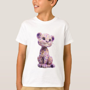 Camiseta Filhotes de Leopardo com Redemoinho Roxo Caprichos