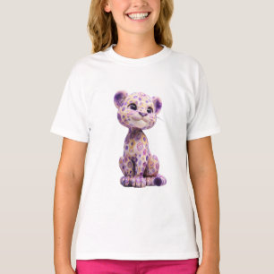 Camiseta Filhotes de Leopardo Roxo Caprichoso para Crianças