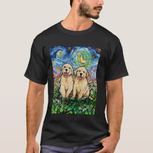 Camiseta Filhotes de Retriever Dourado Noite Estrelada Cach