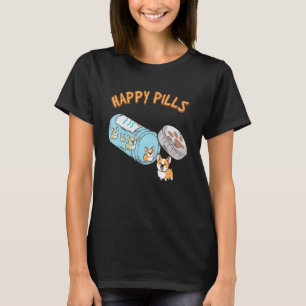 Camiseta Filhotes Pílulas Felizes Corgi Fofo Felicidade Cãe