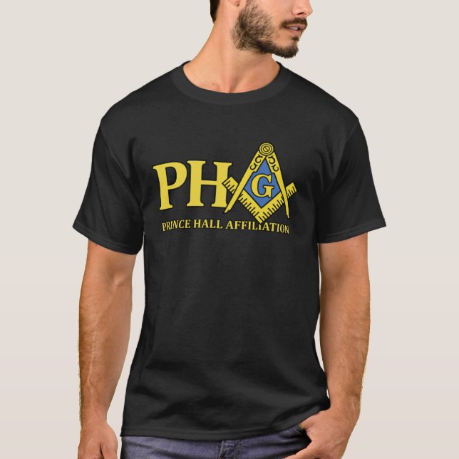 Camiseta Filiação do Príncipe Hall da PHA Masônica Freemaso (Frente)