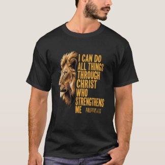 Camiseta Filipenses 413 Leão Religioso Fortalece Cristã
