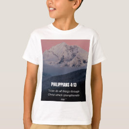 Camiseta Filipenses 4:13 Versículo da Bíblia Montanha & Flo