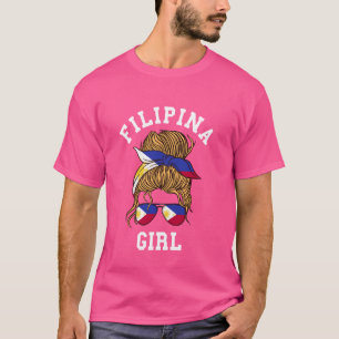 Camiseta Filipina Girl Pride Filipinas Sinalizador Mensagei