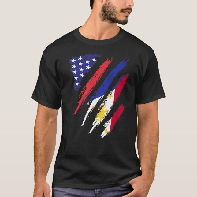 Camiseta Filipinas: Bandeira Americana Patriot Herita (Frente)