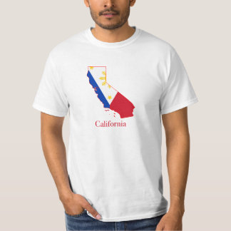 Camiseta Filipinas embandeiram sobre o mapa de Califórnia