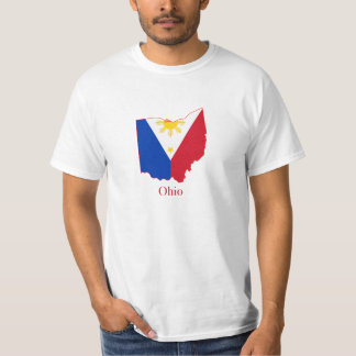 Camiseta Filipinas embandeiram sobre o mapa de Ohio
