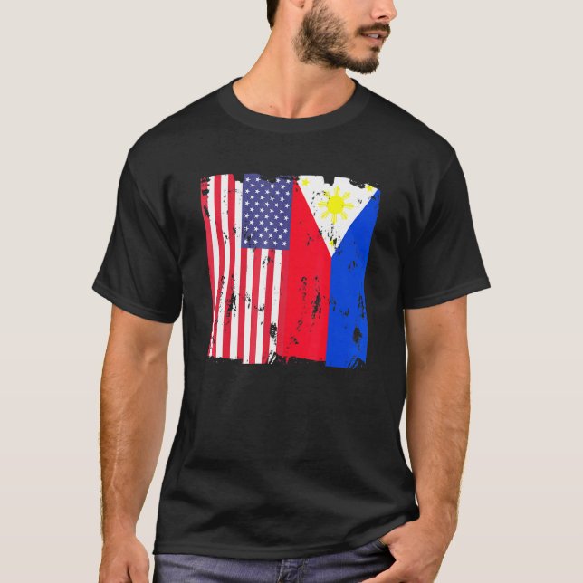 Camiseta Filipinas EUA Flag Filipino American Lovipip (Frente)