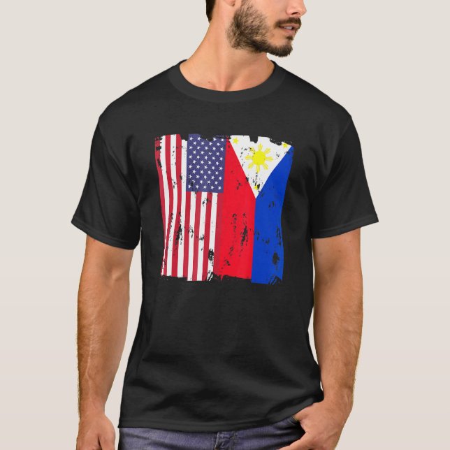 Camiseta Filipinas EUA Flag Filipino American Lovipip (Frente)