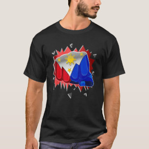 Camiseta Filipinas: Fã de punho com punheta com bandeira fi