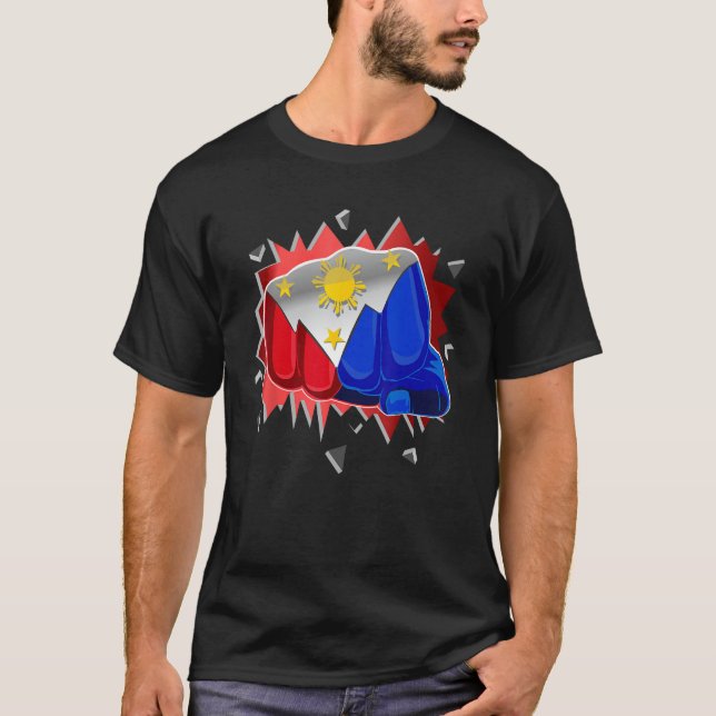 Camiseta Filipinas: Fã de punho com punheta com bandeira fi (Frente)