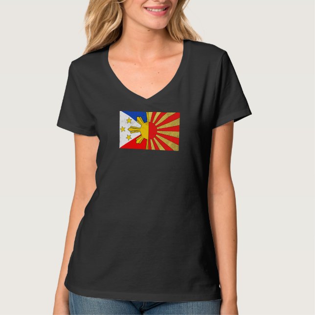 Camiseta Filipinas Filipino Japonês Japonês Sinalizador Fr (Frente)