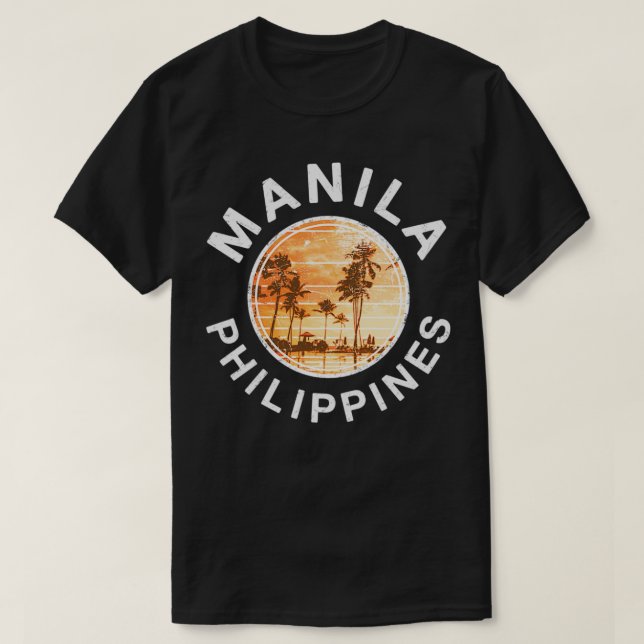 Camiseta Filipinas Manila Retro Sunset Filipino (Frente do Design)