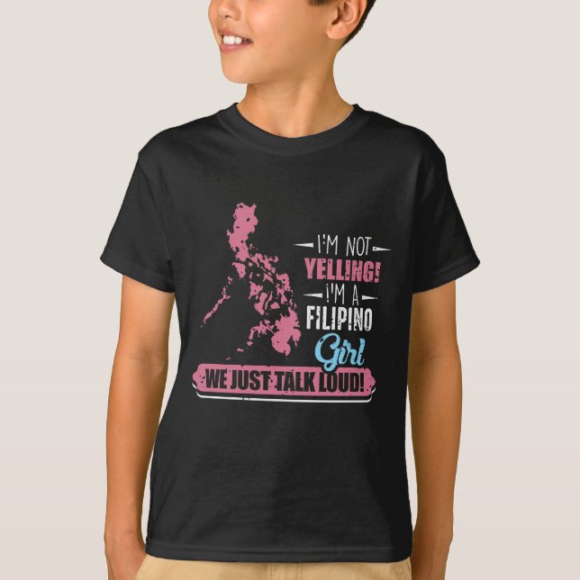 Camiseta Filipinas Menina Humor Filipino Gritando Filipina (Frente)