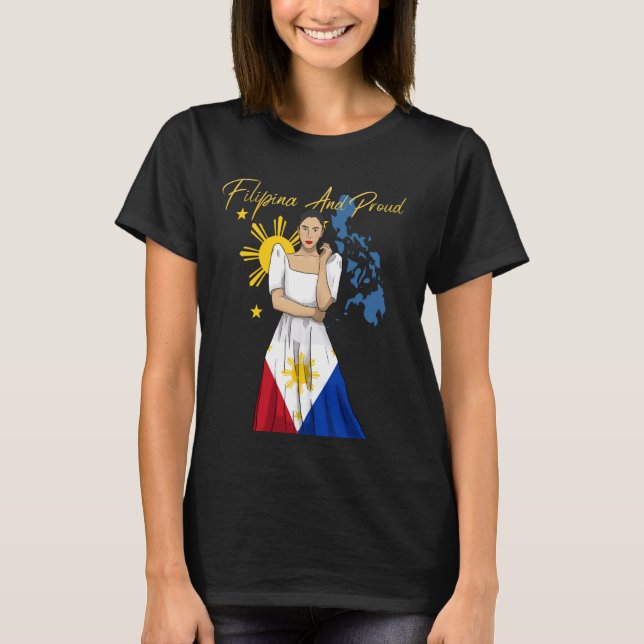 Camiseta Filipinas Pinay Filipina Pride Islands Flag Girl (Frente)