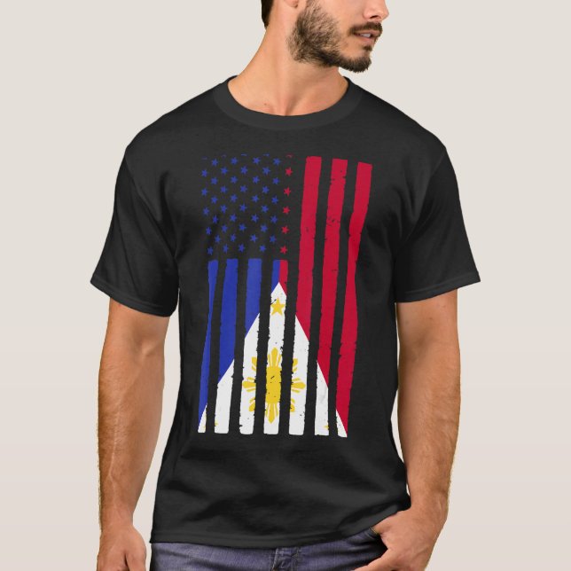 Camiseta Filipinas Raízes nos Estados Unidos Patrimônio da  (Frente)