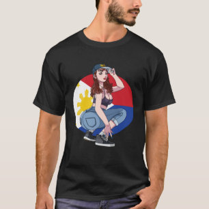Camiseta Filipinas Sinalizador Filipino Orgulho Pinay Girl 