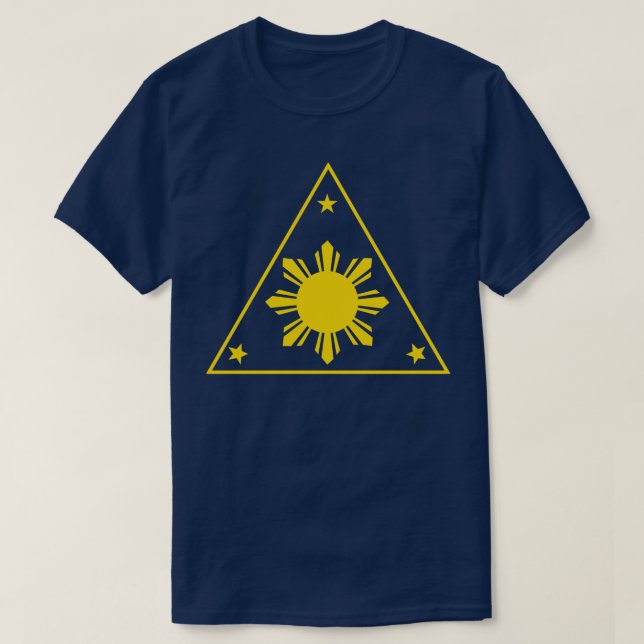 Camiseta Filipinas: três estrelas e um triângulo solar 1 (Frente do Design)