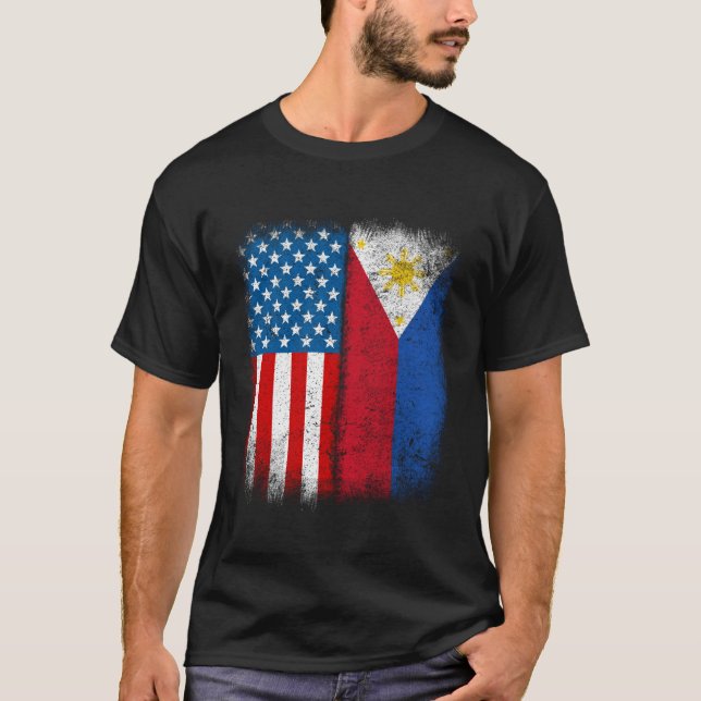 Camiseta Filipino American Flag Half Philippines Usa Us Pin (Frente)