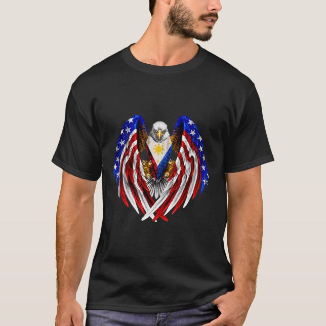 Camiseta Filipino americano Filipinas EUA Flag Eagle TShir (Frente)