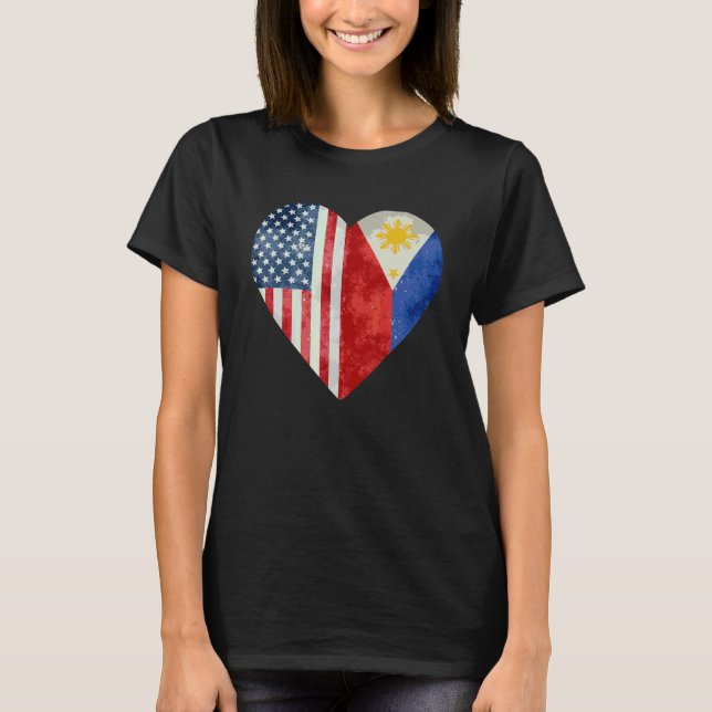 Camiseta Filipino Americano Filipinas Sinalizador Americano (Frente)
