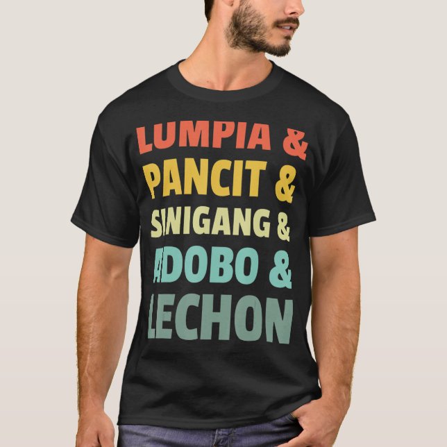 Camiseta Filipino Comida Filipina Lumpia Pancit Sinigang Ad (Frente)