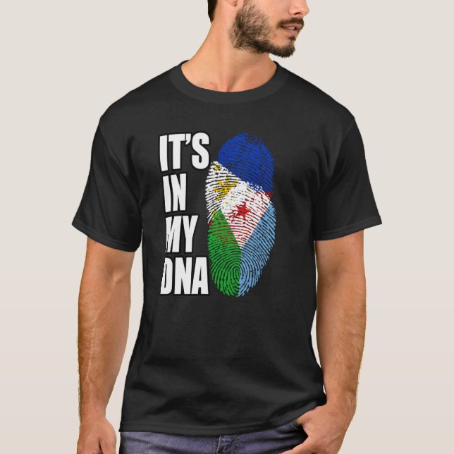 Camiseta Filipino E Jibutiano Mix DNA Flag Heritage (Frente)