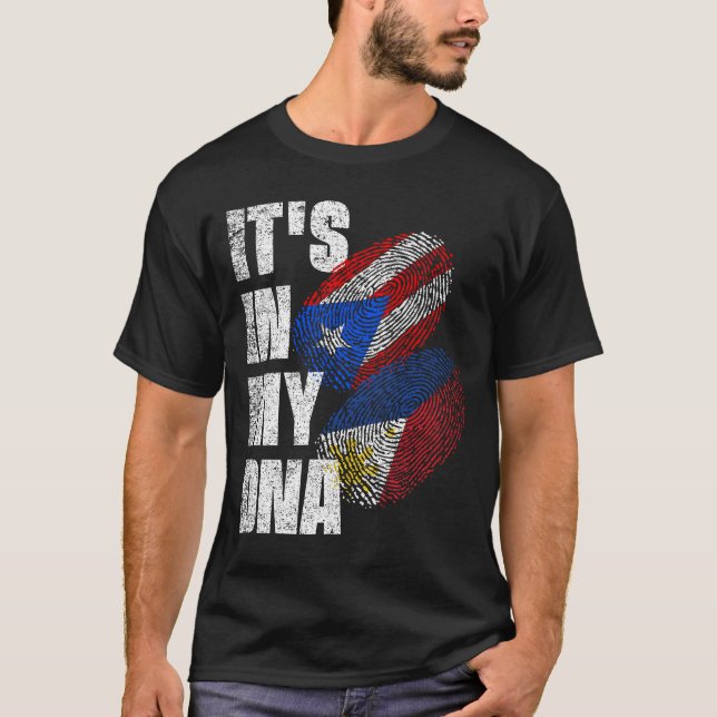 Camiseta Filipino e Porto Rico DNA Misturam Patrimônio Da B (Frente)