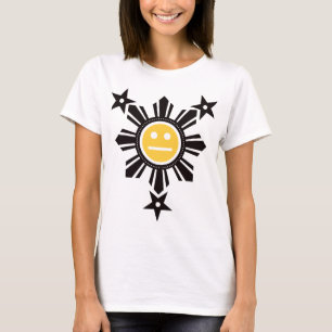 Camiseta Filipino Sol e Estrelas Face - Preto e Amarelo