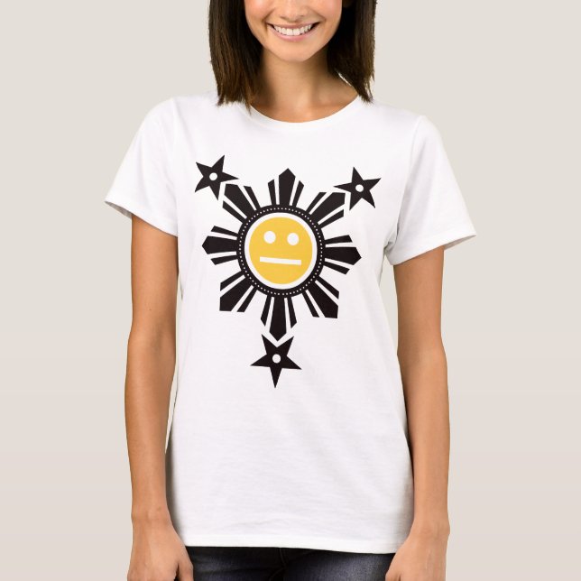 Camiseta Filipino Sol e Estrelas Face - Preto e Amarelo (Frente)