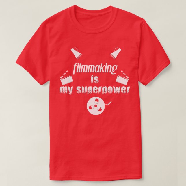 Camiseta filmagem é meu super poder filmando amantes flmi (Frente do Design)