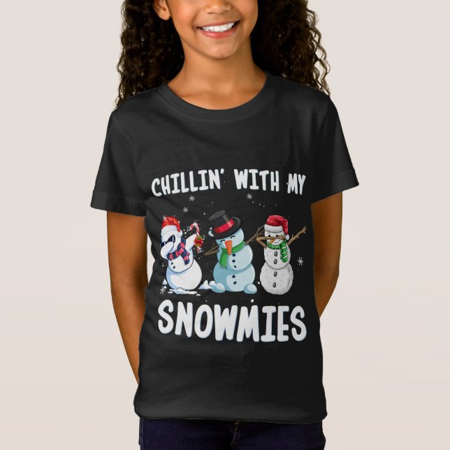 Camiseta Filmando com os meus Snowmies Natal Xmas Snowman F (Frente)