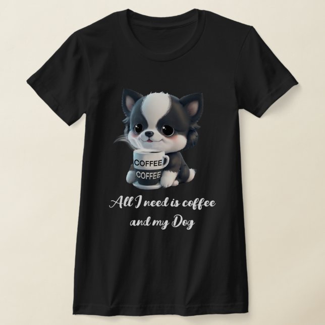 Camiseta Filme de cachorro bonito - Eu adoro café (Postura )