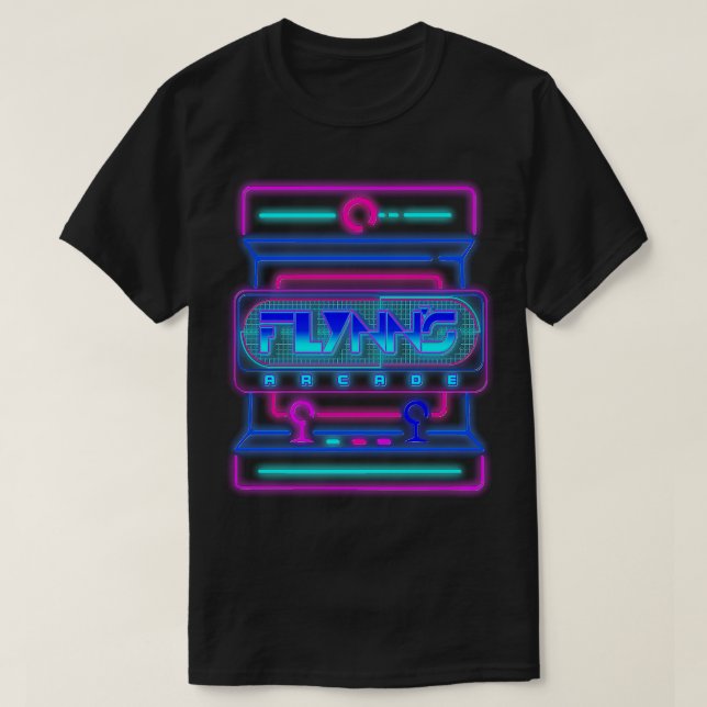 Camiseta Filme de Neon Game do Flynns Arcade 80s (Frente do Design)