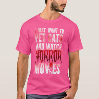 Camiseta Filme de Terror Assustador Só Quero Acariciar Gato